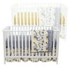 Balboa Baby 4 Piece Baby Girl Crib Bedding Set - Yellow and Grey Floral Design - Yellow Tulip with Grey and Yellow Sheets