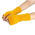 thumbnail image 4 of VANLOFE Winter Yellow Gloves Woolen Cold Proof Gloves Knitted Gloves Wrist Arm Warmer Gloves Fingerless Gloves Convenient for work, 4 of 6