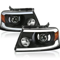 Spec-D Tuning Black LED Tube Bar Projector Headlights Compatible with 2004-2008 Ford F-150, 2006-2008 Lincoln Mark LT, Left   Right Pair Headlamps Assembly