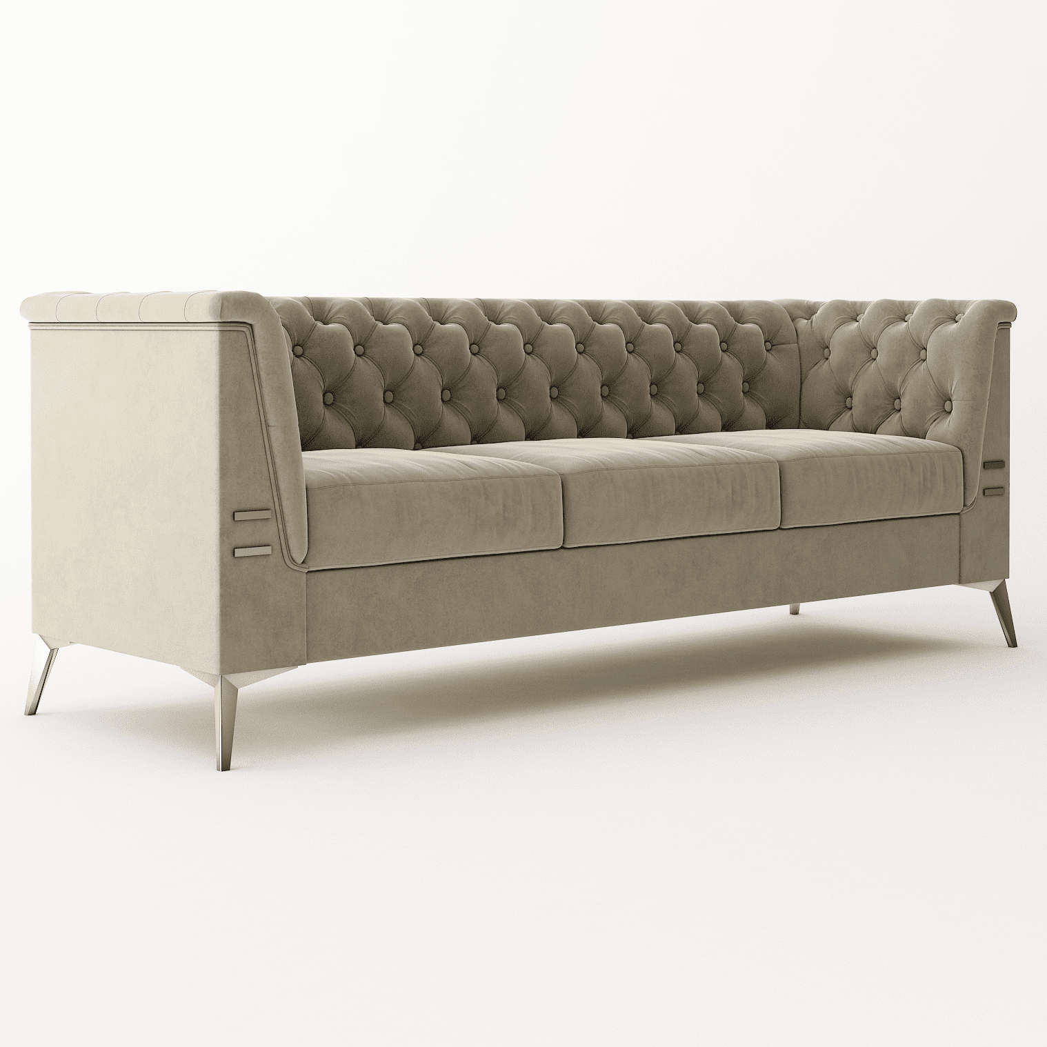 Resenkos 83" Mid-Century Modern Tufted Velvet Couch Extra-Deep Down-Filled Sofa in Khaki Resenkos 83" Mid-Century Modern Tufted Velvet Couch Extra-Deep Down-Filled Sofa in Khaki