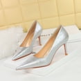 thumbnail image 5 of Zapatos de novia de tacón alto ajustados de primavera y otoño para mujer, de moda, clásicos, de un solo tacón, para boda, 5 of 5