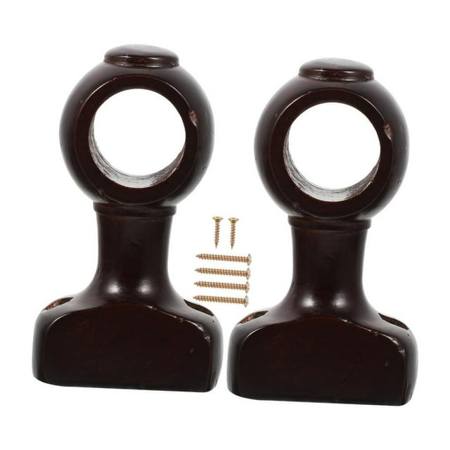 2 soportes para barra de cortina, soporte de madera para barra de cortina, soportes para barra de cortina para dormitorio Café oscuro