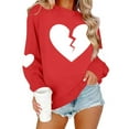 thumbnail image 3 of qucoqpe Valentine's Day Long Sleeve Shirts for Women Love Heart Printed Crewneck Pullover Fashion Oversized Sweatshirt for Women, 3 of 5