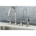 thumbnail image 3 of Kingston Brass KS2798ALBS Governor Double-Handle 4-Hole Widespread Kitchen Faucet with Brass Sprayer in Brushed Nickel, 3 of 7