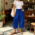 thumbnail image 5 of Josdec Women's Plus Size Casual Cropped Pants Wide Leg Barrel Elastic Drawstring High Waist Capri Trousers with Pockets for Summer Spring Fall, 5 of 9