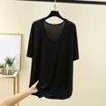 thumbnail image 2 of Mujeres de Verano Tops Suelto Ajuste Casual Color Sólido sin Mangas Cuello en V, Blusa de Moda para el Día Y la Fiesta, 2 of 4