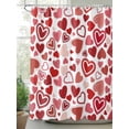 thumbnail image 2 of Shower Curtain Love Hearts Shower Curtains for Bathroom, Waterproof Polyester Shower Curtain Set with Hooks, Extra Long 72" x 96" Romantic Red Pink, 2 of 6