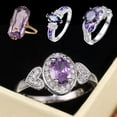 thumbnail image 2 of K-KED 925 Silver Women Amethyst Delicate Jewelry Ring Cubic Zirconia Wedding Party Rings Gifts-style 4-6, 2 of 9
