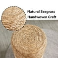 thumbnail image 5 of Tcbosik Hand Weave Ottoman, 14 inch Round Natural Seagrass Footrest, Boho Foot Stool for Living Room, Bedroom, Hallway, Space Saving, Natural+White, 5 of 6