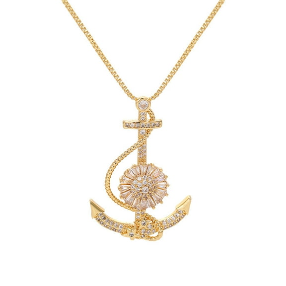 Anchor Necklace - Moissanite Diamond Nautical Anchor Necklace Solid Heavyweight Anchor Pendant Crafted in 925 Sterling Silver with Necklace Chain Jewelry Gift for Women/Teenagers