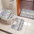 thumbnail image 5 of Purple White Floral Bathroom Rugs Set Watercolor Spring Butterfly Lavender Wood Fence Grey Plaid Non Slip Absorbent Bath Mats 3 Piece Set, U-Shaped Floor Mat, Toilet Seat Cover Small Size, 5 of 9