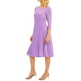 thumbnail image 5 of Nlife Women 3/4 Sleeve Round Neck Swing Midi Dress, 5 of 7