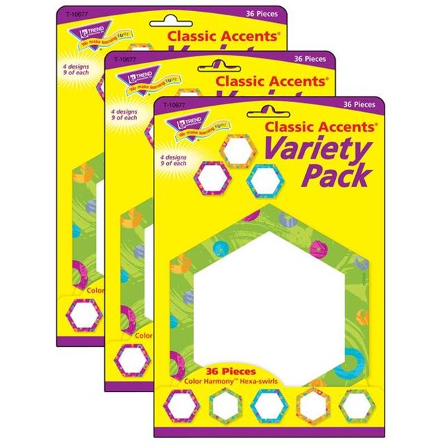 Trend Enterprises T-10677-3 Hexa-Swirls Accents Classiques Assortiment Harmonie des Couleurs - 3 par Paquet