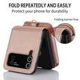 thumbnail image 2 of ELEHOLD Wallet Crossbody for Samsung Galaxy Z Flip 3 Case with Zipper Pocket RFID Blocking Function Card Slots Kickstand Back Card Wallet Leather Shockproof Case for Samsung Z Flip 3,Rosegold, 2 of 7