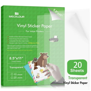 Avery Printable Sticker Paper, Glossy Clear, 8.5" x 11", Laser &amp; Inkjet ...