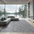 thumbnail image 2 of ODIKA 8'x10' Navy Blue Geometric Maze Washable Area Rug Modern Labyrinth Motif With Intricate Rectangular Border Durable, Non-Slip for Living Room, Under Sectional, Family, 2 of 7