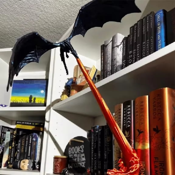 Halloween Flame Dragon Bookshelf Ornament Unique Display Book Nook Decoration