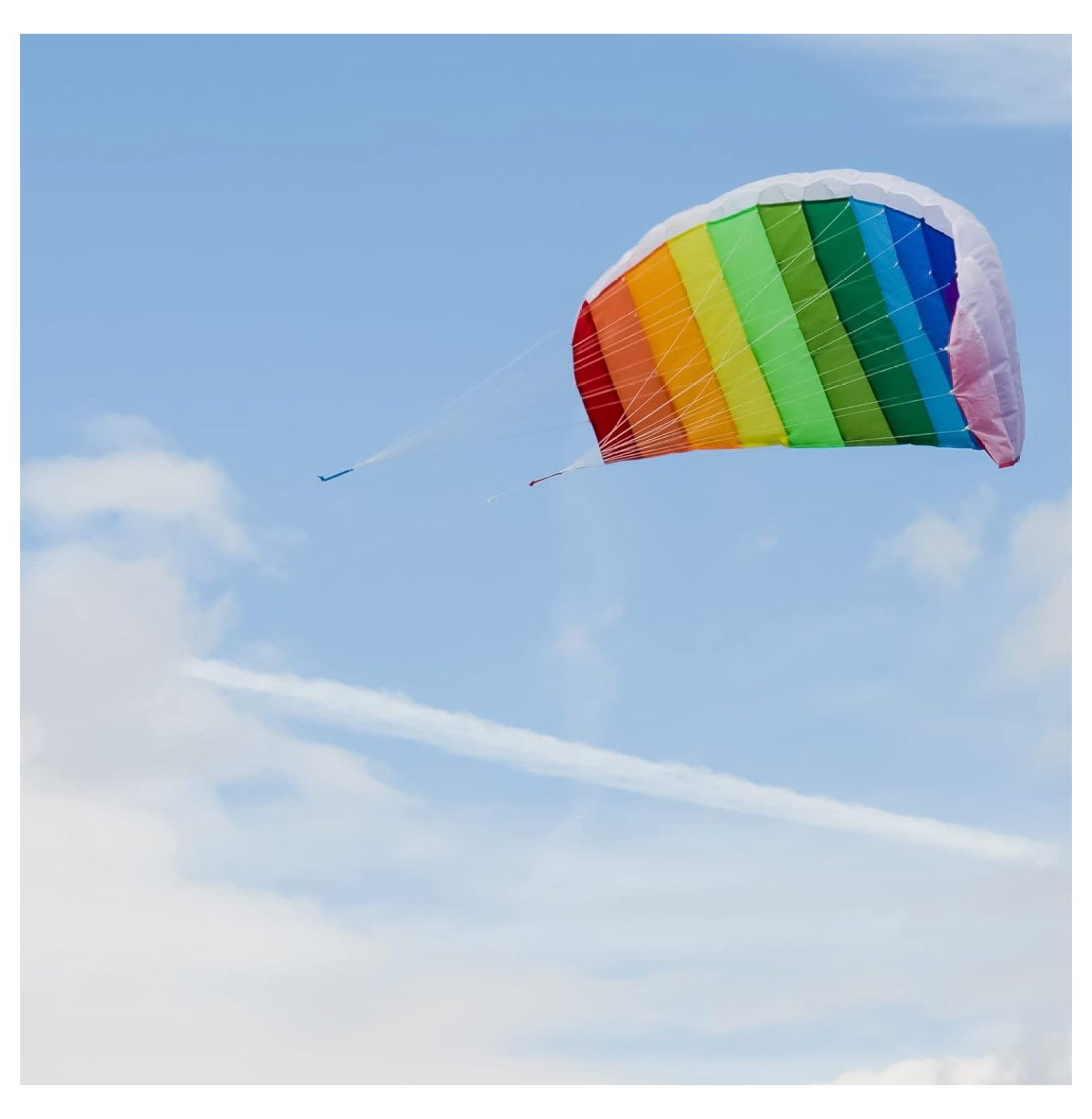 YfulYde 2973 Rainbow 62" Sport Kite Dual Line Stunt Parafoil Includes Braided Kite Line and Bag