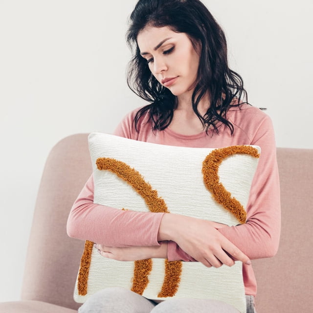 Cojín decorativo de chenilla | Cojín cuadrado suave de 45 x 45 cm para sofá, cama y ventana | Cojín blanco con relleno de alta elasticidad para salón y dormitorio