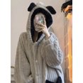 thumbnail image 2 of Women Winter Plus Size Flannel Robe Extra Long Hooded Warm Bathrobe Thick Coral Fleece Bath Robe Female Dressing Gown Robes tzw, 2 of 7