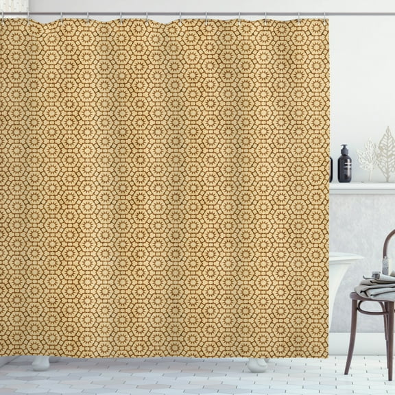 Ambesonne Vintage Shower Curtain, Moorish Geometric Tiles, 69"Wx70"L, Beige and Caramel