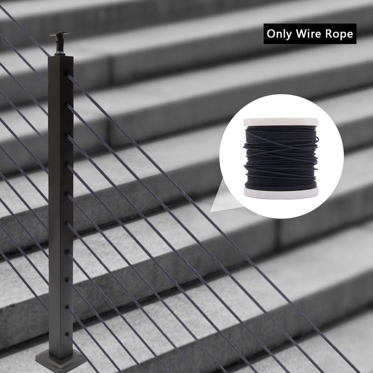 Muzata 400ft 1/8 Inch Black T316 Stainless Steel Cable Wire Rope – 7x7 Strand For Indoor/Outdoor Railing, Deck Fencing & Hanging Decor