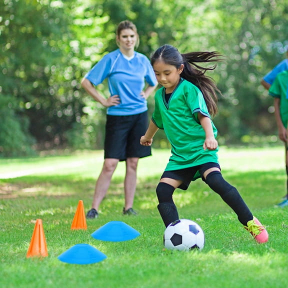 ELAYARD 20Pcs Blue Plastic Football Training Markers for Outdoor Soccer Basketball Agility Drills with Mesh Bag