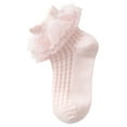 thumbnail image 4 of Povozer Baby Socks Toddler Girls Ruffle Socks Turn Cuff Cotton Socks(Pink,4-6Y), 4 of 6