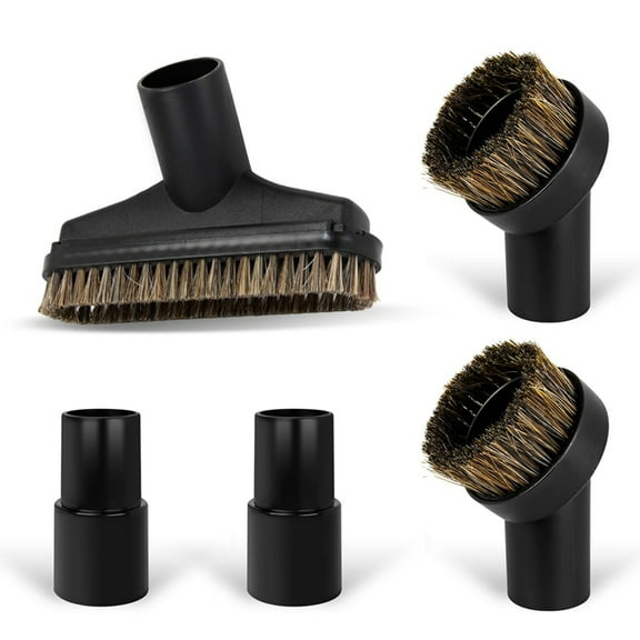 Horse Hair Brush Vacuum Attachment Set - Round Vacuum Attachments - Floor Brush Attachment - 1 1/4inch Adapter Included,1 set * cleaning brush heads,Black