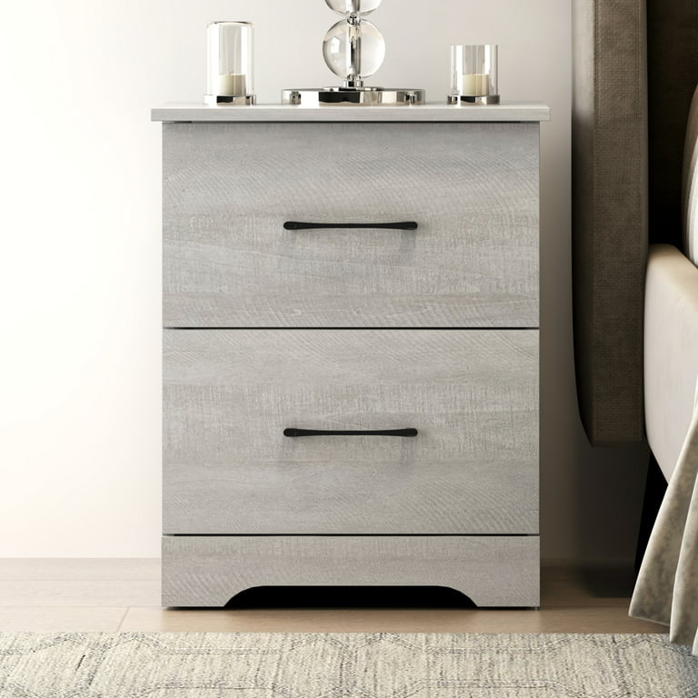 2-Drawer White Nightstands Side Table Bedside Table 18.9 in. H x 15.7