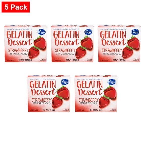 Kroger Strawberry Gelatin Dessert Mix 3 oz - 5 Pack