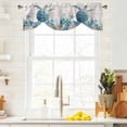 thumbnail image 4 of Summer Marine Life Tie Up Valances Curtain, Adjustable Kitchen Ocean Sea Turtle Starfish Coral Wood Grain Valances for Windows Decor, Rod Pocket Short Curtains Set for Bedroom/Bathroom, 42"x12", 4 of 9