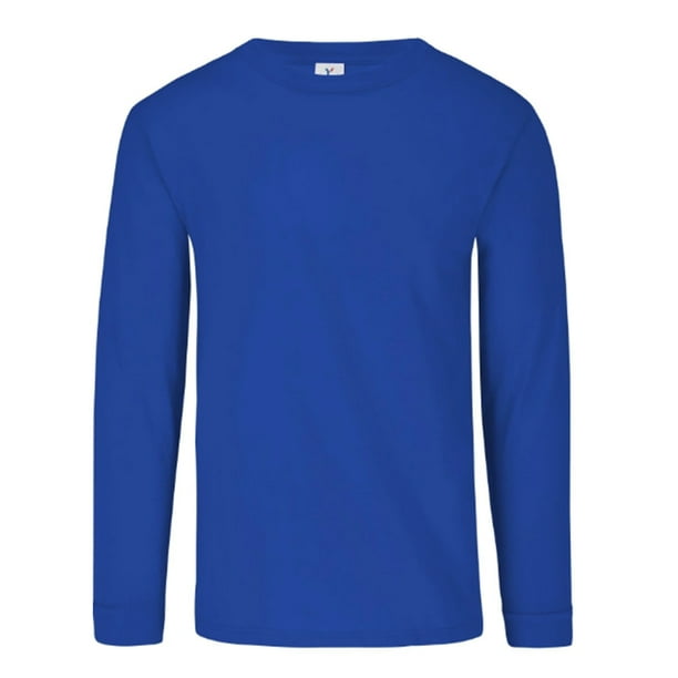 Playera Peso Completo Cuello Redondo Manga Larga para Caballero Color Royal Talla Chica 100 Algodon. Yazbek C0304 Walmart en linea
