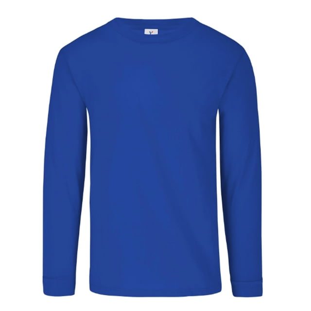 Playera Peso Completo Cuello Redondo Manga Larga para Caballero, Color Royal, Talla Mediana, 100% Algodón. Yazbek C0304