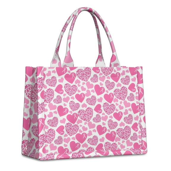Large Capacity Tote Bag,Pink Breast Cancer and Love Handbag Fashion Luxury Tote Bag,15.7"x13"x 5.1" Inches,Laptop Compatible
