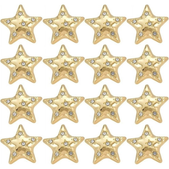 16Pcs Rhinestone Star Buttons Golden Pentagram Shaped Buttons Alloy Shank Button Replacement Decorative Buttons for DIY Sewing Crafts Sweater Uniform Jacket Clothing Hat for diy