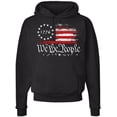 thumbnail image 5 of We the People 1776 USA Vintage Flag Hooded Sweatshirt Distressed US Pride Patriotic Warm Pullover Hoodie (Black, 5X-Large), 5 of 15