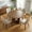 Brown, variant on 47.5-inch Round Dining Table, Modern Scandinavian with Reddish-brown Pedestal Base, Kitchen & Apartment Table for 4