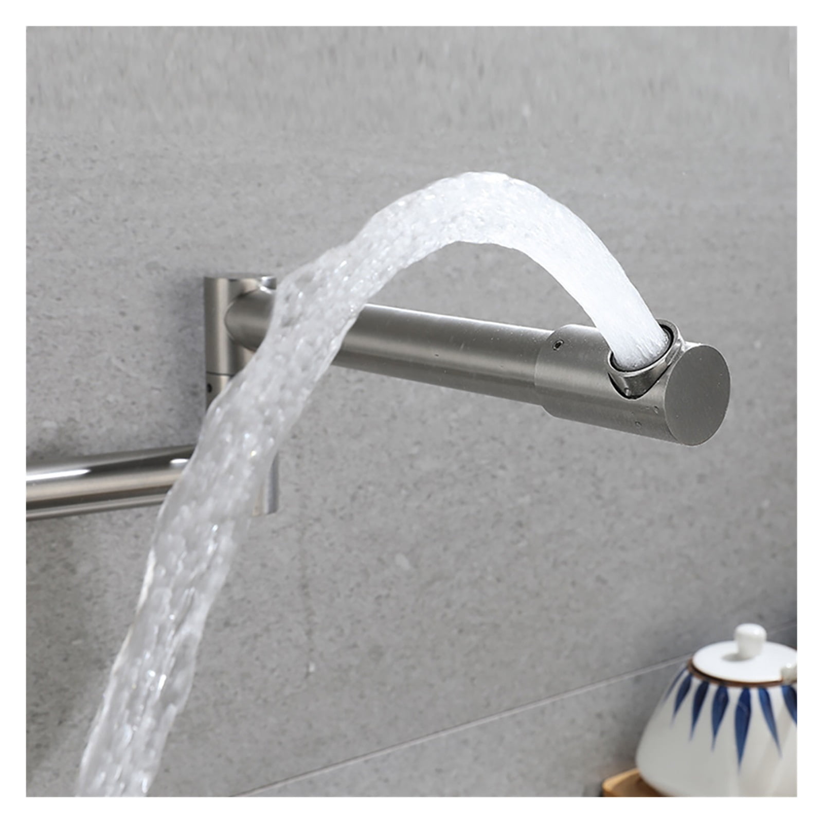 Folding Into The Wall Faucet 304 Stainless Steel Universal Rotation Faucet Kitchen Concealed Single Cold Faucet ,Bar Laundry RV Farmhouse