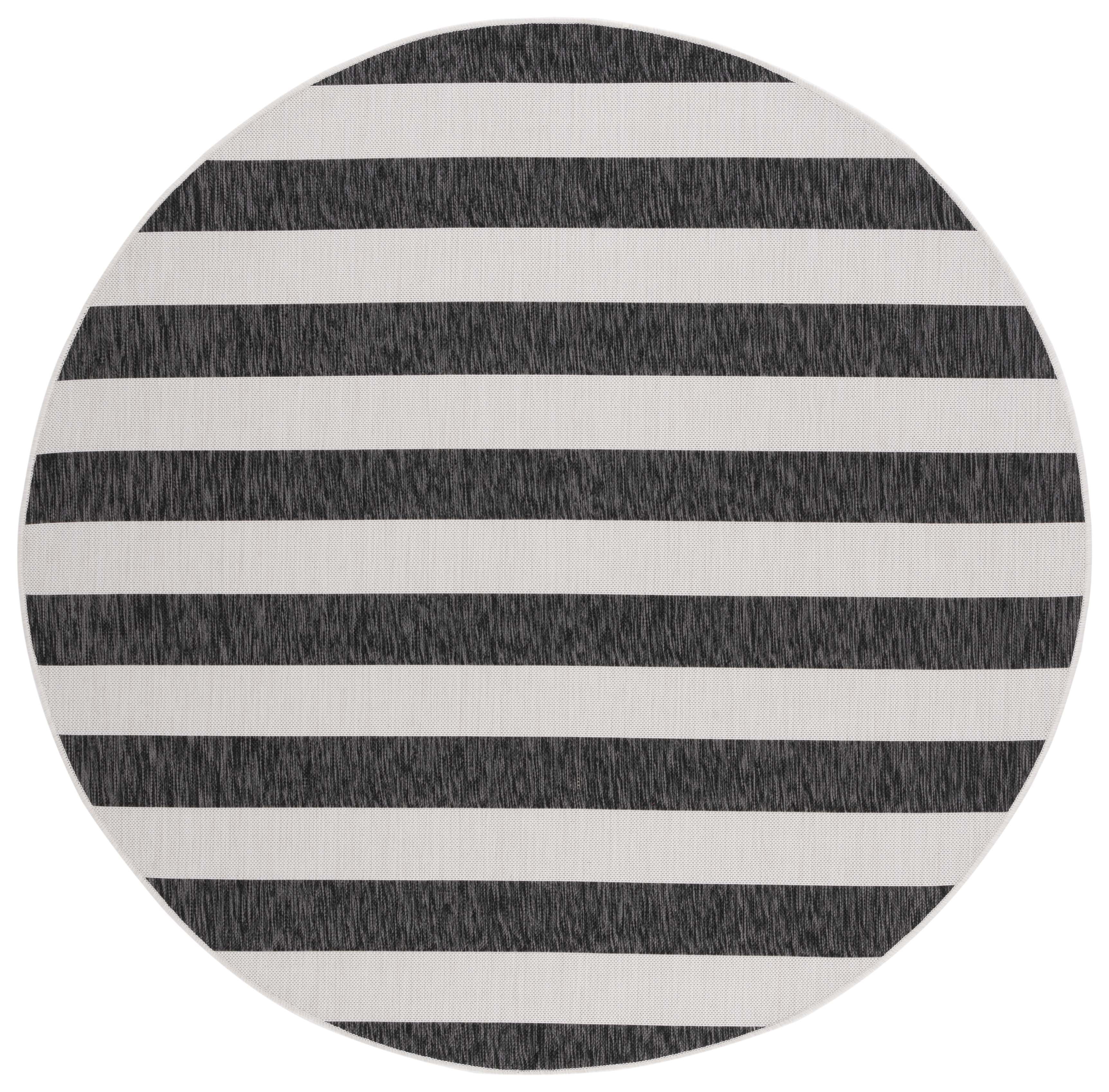 Safavieh Courtyard Earl Striped Indoor/Outdoor Area Rug, Ivory/Black, 5'3" x 5'3" Round