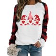 thumbnail image 6 of FASHOFT Womens Valentines Day Sweatshirt Love Heart Print Plaid Printing Casual Pullover Valentine's Long Sleeve Tops Holiday Casual Pullover White L, 6 of 6