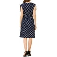 thumbnail image 3 of INSPIRE CHIC Women's V-Neck Vintage Polka Dots Tie Waist Sleeveless Dress S Dark Blue, 3 of 7
