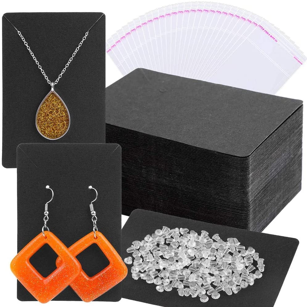 Earrings and Necklace Display Cards with 100 Self-Sealing Bags 