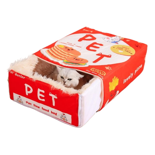 stanreset Boîte à Collations, Lit, Animal de Compagnie et Boîte de Sécurité Rectangulaire Entièrement, Lit Universel Rouge m