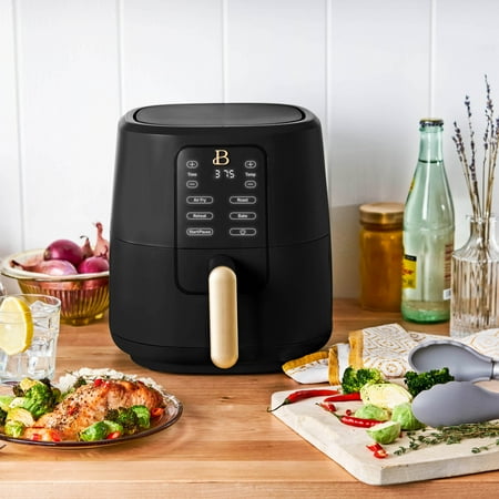 Beautiful 3 Qt Air Fryer with TurboCrisp Technology, EverGood Ceramic Nonstick Coating, Black Sesame by Drew Barrymore NEEDS CLEANING