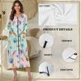 thumbnail image 5 of FKELYI Sea Shell Fish Scale Print Women Zip Up Robe Nightgowns Comfy House Coats Full Length Breathable Sleepwear House Dress Long Sleeve Bathrobe with 2 Pockets, S, 5 of 6
