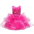 thumbnail image 4 of B91xZ Flower Girls Sequin Dress Rainbow Tutu Birthday Party Princess Dress Pageant Hot Pink,Sizes 5-6 Years, 4 of 4