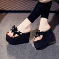 thumbnail image 4 of VerPetridure Womens Sandals Casual Summer Women Ladies Girls Pearl Bowknot Wedges Flip Flops Sandals Slippers Beach Shoes, 4 of 9