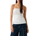 thumbnail image 1 of Gupgi Women's Tube Tops Slim Solid Color Bandeau Side Ruched Split Off Shoulder Backless Sleeveless Tops, 1 of 7