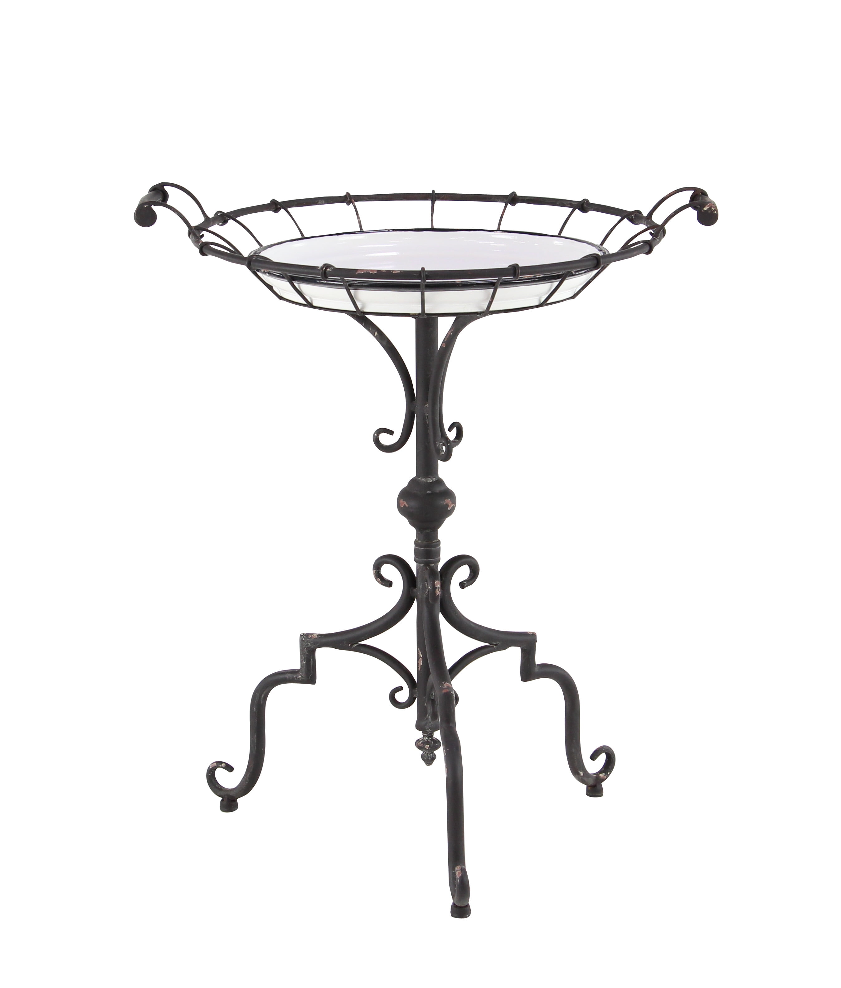 DecMode 29" x 24" Black Metal Farmhouse Accent Table